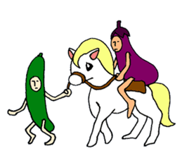 Eggplant and cucumber sticker #2828023
