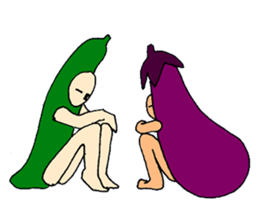 Eggplant and cucumber sticker #2828024