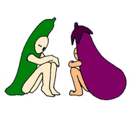 Eggplant and cucumber sticker #2828024