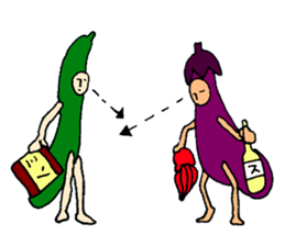 Eggplant and cucumber sticker #2828025
