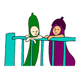 Eggplant and cucumber sticker #2828026