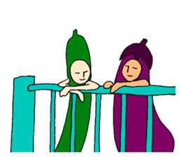 Eggplant and cucumber sticker #2828026