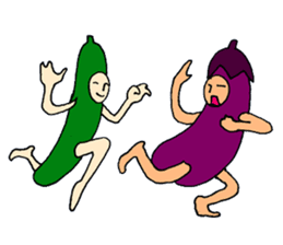 Eggplant and cucumber sticker #2828028