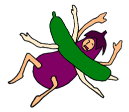 Eggplant and cucumber sticker #2828029