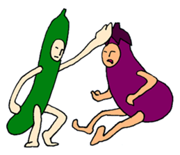 Eggplant and cucumber sticker #2828030