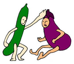 Eggplant and cucumber sticker #2828030