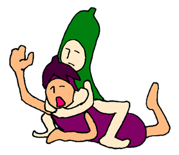 Eggplant and cucumber sticker #2828031