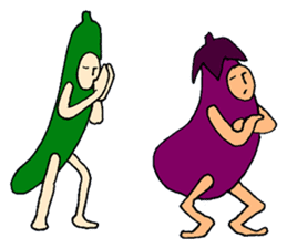 Eggplant and cucumber sticker #2828032