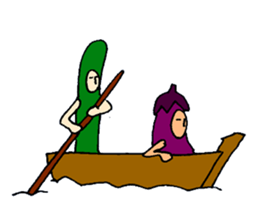 Eggplant and cucumber sticker #2828033