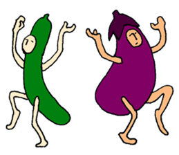 Eggplant and cucumber sticker #2828034