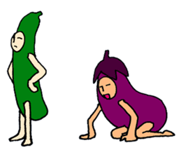 Eggplant and cucumber sticker #2828035