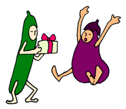 Eggplant and cucumber sticker #2828036