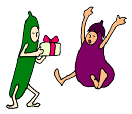 Eggplant and cucumber sticker #2828036