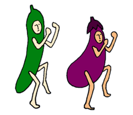Eggplant and cucumber sticker #2828037