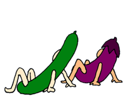 Eggplant and cucumber sticker #2828038