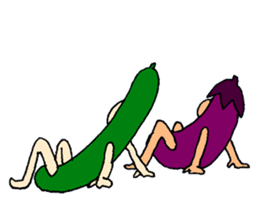 Eggplant and cucumber sticker #2828038