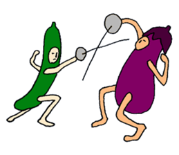 Eggplant and cucumber sticker #2828039