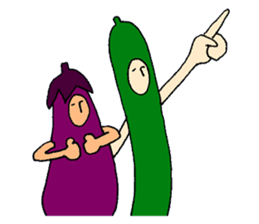 Eggplant and cucumber sticker #2828041