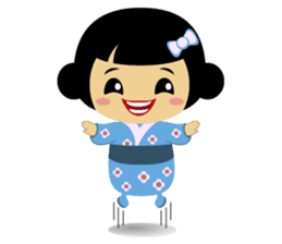 Mika, cute kokeshi doll in blue kimono sticker #2839827
