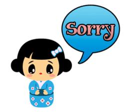 Mika, cute kokeshi doll in blue kimono sticker #2839828