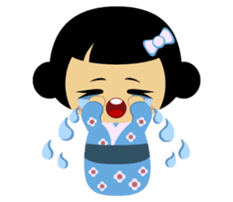 Mika, cute kokeshi doll in blue kimono sticker #2839829