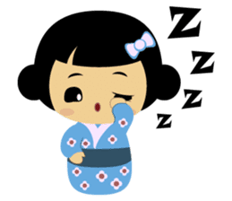 Mika, cute kokeshi doll in blue kimono sticker #2839830
