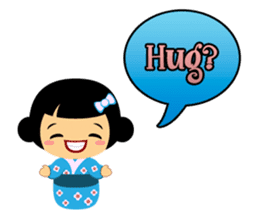 Mika, cute kokeshi doll in blue kimono sticker #2839831