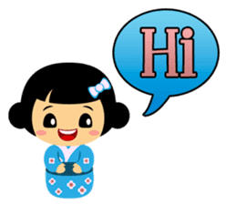 Mika, cute kokeshi doll in blue kimono sticker #2839832