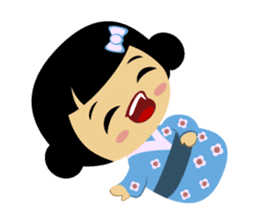 Mika, cute kokeshi doll in blue kimono sticker #2839833