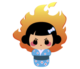 Mika, cute kokeshi doll in blue kimono sticker #2839835