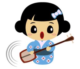 Mika, cute kokeshi doll in blue kimono sticker #2839836