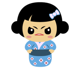 Mika, cute kokeshi doll in blue kimono sticker #2839837