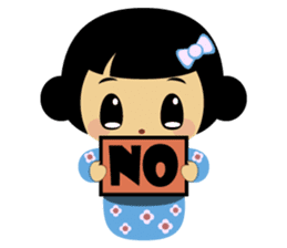 Mika, cute kokeshi doll in blue kimono sticker #2839838