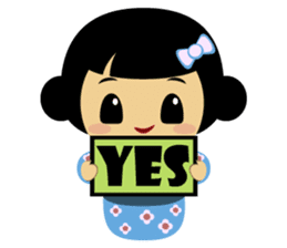 Mika, cute kokeshi doll in blue kimono sticker #2839839