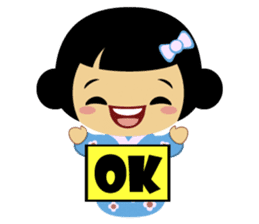 Mika, cute kokeshi doll in blue kimono sticker #2839840