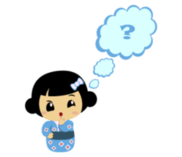 Mika, cute kokeshi doll in blue kimono sticker #2839841