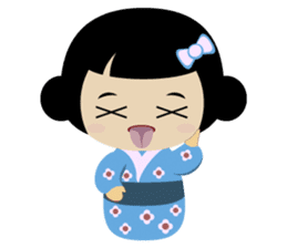 Mika, cute kokeshi doll in blue kimono sticker #2839842
