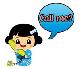 Mika, cute kokeshi doll in blue kimono sticker #2839843
