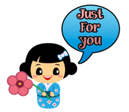 Mika, cute kokeshi doll in blue kimono sticker #2839844