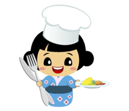 Mika, cute kokeshi doll in blue kimono sticker #2839846