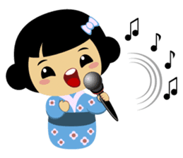 Mika, cute kokeshi doll in blue kimono sticker #2839847