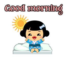 Mika, cute kokeshi doll in blue kimono sticker #2839849