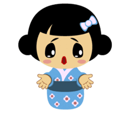 Mika, cute kokeshi doll in blue kimono sticker #2839850