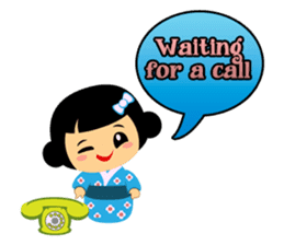 Mika, cute kokeshi doll in blue kimono sticker #2839851