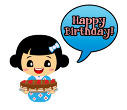 Mika, cute kokeshi doll in blue kimono sticker #2839852