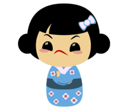 Mika, cute kokeshi doll in blue kimono sticker #2839853