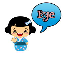 Mika, cute kokeshi doll in blue kimono sticker #2839854