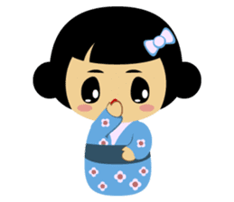 Mika, cute kokeshi doll in blue kimono sticker #2839855