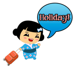 Mika, cute kokeshi doll in blue kimono sticker #2839856