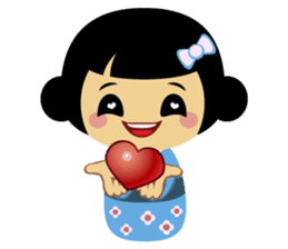 Mika, cute kokeshi doll in blue kimono sticker #2839858
